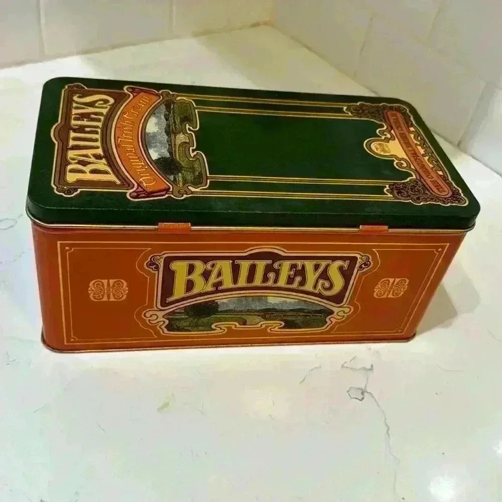 Vintage Bailey's Irish Cream green/orange tin